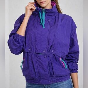 Vintage 80s 90s Apres Sport Colorblock Ski Jacket | Purple Teal Pink (1222)